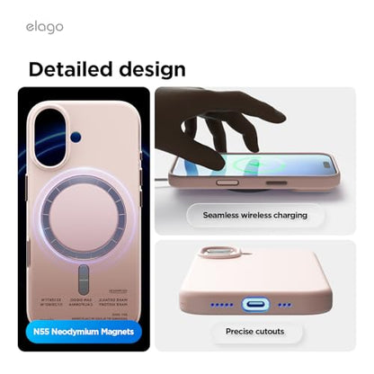 elago Premium Magnetic Silicone Case for iPhone 17 | Compatible with MagSafe, Liquid Silicone Material, Protection, Shockproof, Slim Phone (Lovely Pink) - color: Lovely Pink, size: iPhone 17