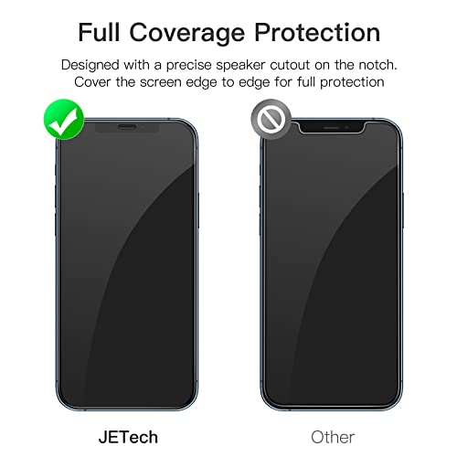 JETech Full-Coverage Screen Protector for iPhone 12 Pro Max, 3-Pack | Black Edge Tempered Glass, Easy Installation Tool, HD Clear, Case-Friendly - size: iPhone 12 Pro Max