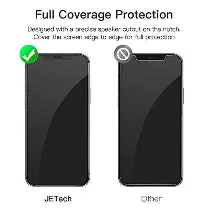 JETech Full-Coverage Screen Protector for iPhone 12 Pro Max, 3-Pack | Black Edge Tempered Glass, Easy Installation Tool, HD Clear, Case-Friendly - size: iPhone 12 Pro Max