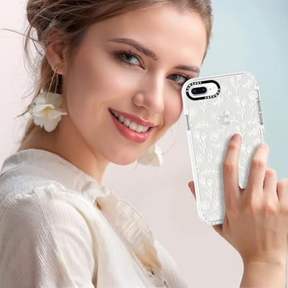 Dumkery Cute White Flowers Case Compatible with iPhone 7 Plus Case, Clear Floral iPhone 8 Plus Case with Aesthetic Pattern, Soft TPU Shockproof Bumper Cases Cover for Girls Women - size: iPhone 7 Plus/iPhone 8 Plus