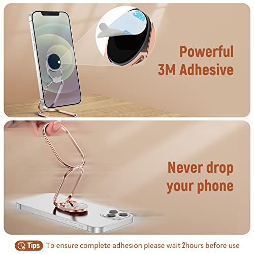 Phone Ring Holder Finger Kickstand 360°Rotation Cellphone Back Grip Foldable Cell Phone Stand for Desk Compatible with iPhone iPad Smartphones Tablets (Hollow Rosegold) - color: Hollow RoseGold