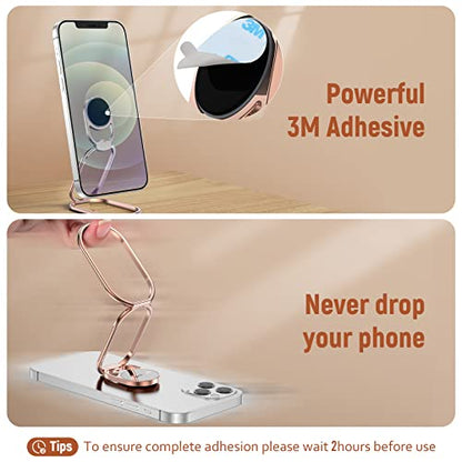Phone Ring Holder Finger Kickstand 360°Rotation Cellphone Back Grip Foldable Cell Phone Stand for Desk Compatible with iPhone iPad Smartphones Tablets (Hollow Rosegold) - color: Hollow RoseGold