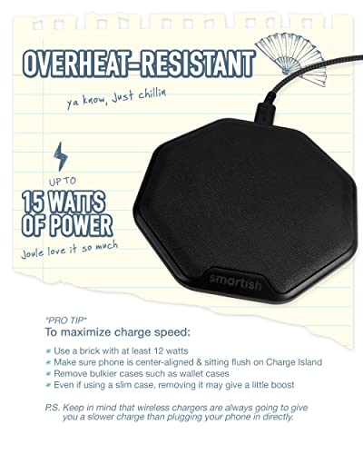 Smartish Fast Wireless Charger - Charge Island - Qi-Certified 15W Universal Charging Pad [Textured & Non-Slip] for iPhone, Samsung Galaxy, AirPods Pro, Qi-Enabled Devices - Black Tie Affair - color: Black Tie Affair, size: CHARGE ISLAND