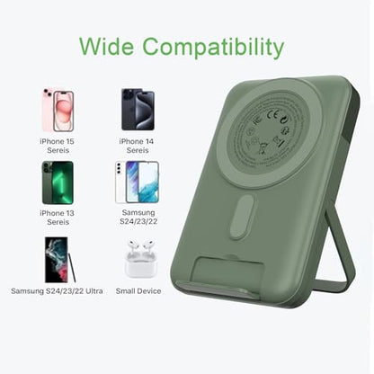 JUOVI for Magsafe Power Bank 10000mAh Portable Charger with Stand - color: Green