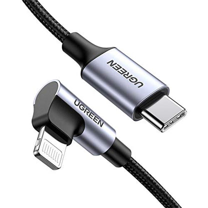UGREEN MFi Certification Lightning Cable - 90 Degree USB C to Lightning Cable 6FT Compatible with iPhone 14/14 Pro/14 Pro Max, iPhone 13/12/11/X/XR/XS/8 Series, iPad, AirPods Pro - size: 6FT