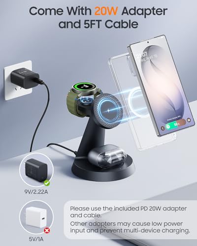 Meifigno Magnetic Wireless Charger for Samsung S26 Ultra/Galaxy Watch8/Buds - color: BLACK