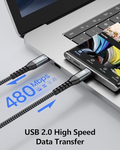 SUNGUY USB C to USB C 3FT [2Pack], USB C Cable 60W PD Fast Charging - color: Grey, size: 3FT