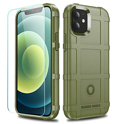 Rugged Shield TPU Thick Solid Armor Tactical Protective Case Compatible with iPhone 12 Mini (5.4 inches) - Army Green - color: Army Green, size: iPhone 12 mini