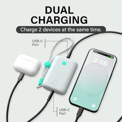 Nimble Champ Portable Charger, 10000mAh Power Bank, 20W Dual USB-C Charging - color: Luna White