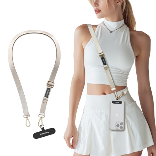 SWITCHEASY 20mm Adjustable Crossbody Phone Strap Compatible with Most Phones, Anti-Theft & Ant-Drop, Hands Free for Phone Lanyard Crossbody with Strap Card Phone Tether Tab-EasyStrap(Ice Cream White) - color: Ice Cream White, size: 20mm