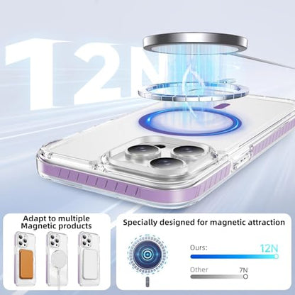 DEERLAMN Magnetic Clear Case for iPhone 12/iPhone 12 Pro 6.1-Inch, [Compatible with Magsafe][Anti-Yellowing] Transparent Slim Shockproof Protective Phone Cover, Purple - color: Purple, size: iPhone 12/12 Pro-6.1 Inch