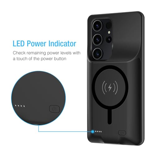 Battery Case for Galaxy S22 Ultra/S23 Ultra,[12000mAh] Portable Protective Smart Wireless Charging Case Support Carplay Compatible with Galaxy S22 Ultra/Galaxy S23 Ultra Battery Case (Black) - size: Galaxy S22 Ultra/S23 Ultra