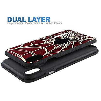 CasesOnDeck Case Compatible with [Apple iPhone X | iPhone Xs][Grip Tactical] iPhone Xs Hybrid Bump and Drop Protection Case Slim Fit Dual Layer Cover (Spider Web) - color: Spider Web