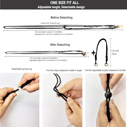 DAOSUN Phone Lanyard CellPhone Strap Crossbody, 3 in 1 Detachable Anti Theft Phone Cross Body Strap - color: Black-5mm Paracord