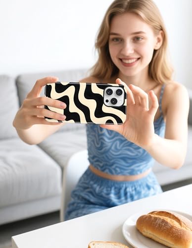 Jusy Magnetic Zebra Phone Case for iPhone 17 Pro Max,Beige Curve | Compatible with MagSafe, Cute Aesthetic Zebra Design, TPU and PC Protective Shockproof Cover - color: Beige Curve