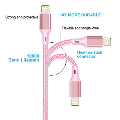 cugunu USB C to Lightning Cable, 5 Pack PD Fast iPhone Charger Cord (Pink) - color: Pink, style: USB-C to L
