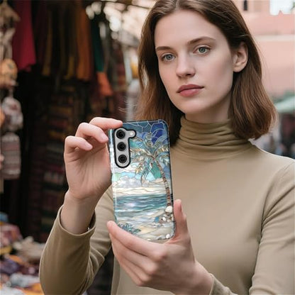 Case for Samsung Galaxy S24 Plus,Anti-Scratch Full-Body Cover Shockproof Slim Design Case,PC Hard Shell & Silicone Inner Bumper -Beach Palm Tree - color: Beach Palm Tree, size: Galaxy S24 Plus