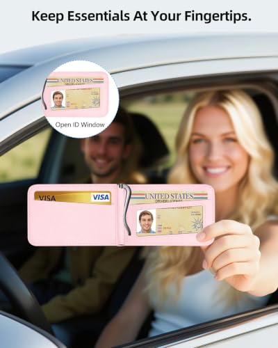 for MagSafe Wallet with Money Clip, ID Window & 8 Card Holder | Stronger Magnetic Wallet for iPhone 17/16/15/14/13/12 Series, RFID Blocking, for iPhone Wallet with Adjustable Stand - color: Soft Blush Pink
