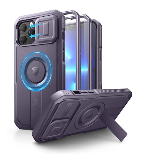 Dexnor for iPhone 13 Pro Max/12 Pro Max Case with Slide Camera Cover & Adjustable Kickstand & Built-in Screen Protector, Magsafe Rugged Bumper Cases Heavy-duty Magnetic Protective Cover,Phantom Purple - color: Phantom Purple, size: IPhone 13 Pro Max/12 Pr
