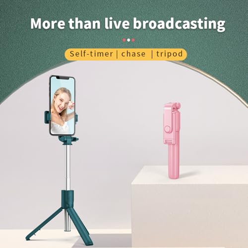 PINHEN Phone Tripod & Selfie Stick,3 in 1 Extendable 360° Rotation Tripod Stand with Detachable Wireless Remote Portable Smart Phone Holder Compatible with iPhone Android Sansung - color: Pink