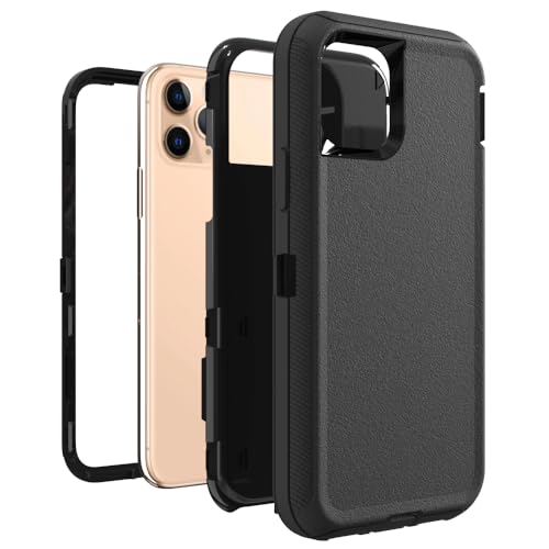 Case for iPhone 11 Pro, Heavy-Duty Tough Rugged Shockproof Drop Protective Cover Phone Cases, Black - color: Black+Black, size: iPhone 11 Pro