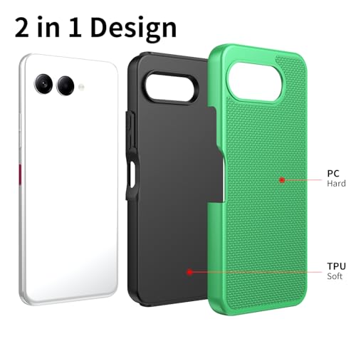 for T-Mobile REVVL 8 Phone Case with Tempered Glass Screen Protector,Dual Layer Heavy Duty Shockproof Protection Cover (Green) - color: Green