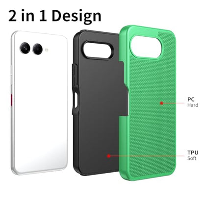 for T-Mobile REVVL 8 Phone Case with Tempered Glass Screen Protector,Dual Layer Heavy Duty Shockproof Protection Cover (Green) - color: Green