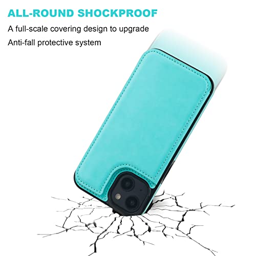 ONETOP for iPhone 14 Plus Wallet Case with Credit Card Holder,LightBlue | Kickstand,ID/Cash Holder,Case Wallet with Card Slots,Double Magnetic Clasp,Durable PU Leather Shockproof Cover for Women Men - color: Light Blue