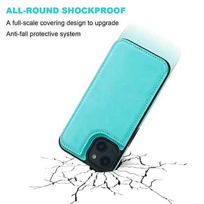 ONETOP for iPhone 14 Plus Wallet Case with Credit Card Holder,LightBlue | Kickstand,ID/Cash Holder,Case Wallet with Card Slots,Double Magnetic Clasp,Durable PU Leather Shockproof Cover for Women Men - color: Light Blue