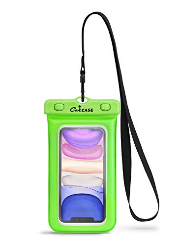 CaliCase Universal Waterproof Floating Phone Pouch - IPX8 Waterproof Floating Phone Case with Lanyard for iPhone X-15/ S20-S24/ Pixel 4-8 - Lime Green - color: Lime Green