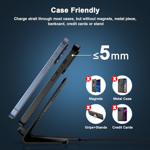 15W Wireless Charger Stand Fast Charging Desk Wireless Charging Station - color: Black