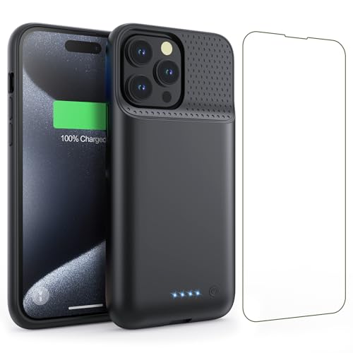 Battery Case for iPhone 15Pro Max, Upgrade 8600mah Portable Slim Battery Charging Case, 15W Fast Charging Rechargeable Protective Extended Charger Cover for iPhone 15 Pro Max (6.7 inch)-Black - color: Black