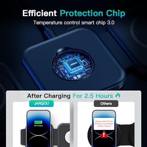 Travel Essentials for Apple Watch Charger,3 in 1 Charging Station for Apple Devices,Foldable Wireless Charging Station for iPhone 17/16/15/14/13/12, Apple Watch & AirPods with Magsafe Charger Stand - color: Matte Black