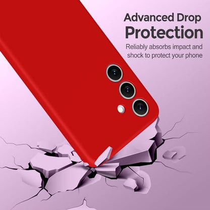 Slim case for Samsung Galaxy S24 5g, Liquid Silicone Cover for Galaxy S24 2024 SM-S921U / S921W Shockproof Protective Soft Rubber, Red - color: Red