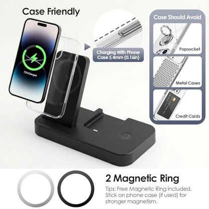 4 in 1 Charging Stand for Oura Ring Gen 4 & Gen 5 Charger (Oura Ring Charger NOT Included), Fast Magnetic Charger for iPhone, Apple Watch, AirPods, Charging for Samsung Galaxy