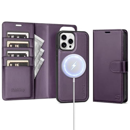 Shieldtop Compatible with MagSafe iPhone 13 Pro Wallet Case,Dark Purple - color: Dark Purple, size: iPhone 13 Pro - 6.1"