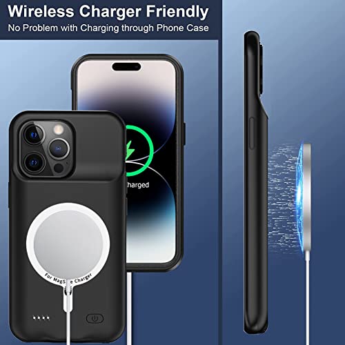 Battery Case for iPhone 14 Pro Max, [12000mAh] Enhanced Portable Protective Qi Wireless Charger Case Battery Pack with CarPlay Wireless Charging Case Compatible for iPhone 14 Pro Max (6.7 inch)-Black - size: iPhone 14 Pro Max