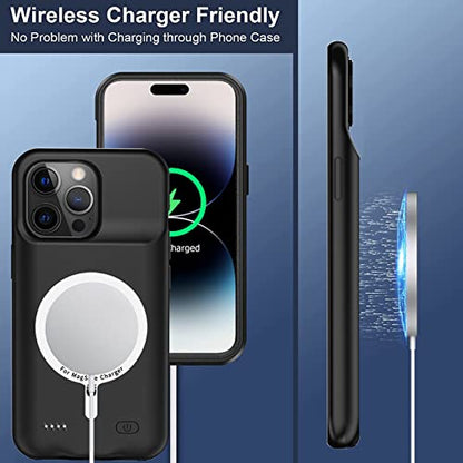 Battery Case for iPhone 14 Pro Max, [12000mAh] Enhanced Portable Protective Qi Wireless Charger Case Battery Pack with CarPlay Wireless Charging Case Compatible for iPhone 14 Pro Max (6.7 inch)-Black - size: iPhone 14 Pro Max