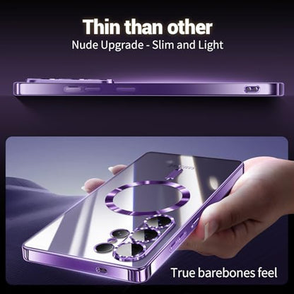 Hurgoer for Samsung Galaxy S26 Case.Soft TPU Electroplated Frame Cover with Clear Back.Drop Tested Protective Full Body Case.Thin Light Slim (Deep Purple, S26) - color: Deep Purple, size: S26