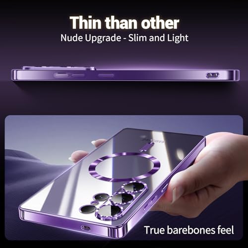 Hurgoer for Samsung Galaxy S26 Case.Soft TPU Electroplated Frame Cover with Clear Back.Drop Tested Protective Full Body Case.Thin Light Slim (Deep Purple, S26) - color: Deep Purple, size: S26
