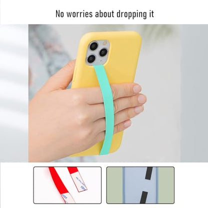 Stretchable Silicone Phone Grip - Elastic Finger Strap Holder for iPhone & Android - Anti-Slip Phone Loop with Wireless Charging Support - Black (Compatible with Most Smartphones)