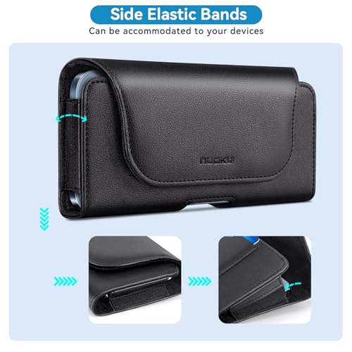 nuoku Cell Phone Holster for iPhone 17/16/15/14/13/12/11 Pro Max Series with Card Solt, Belt Clip Phone Case for Samsung Galaxy Series (Black) - color: Black