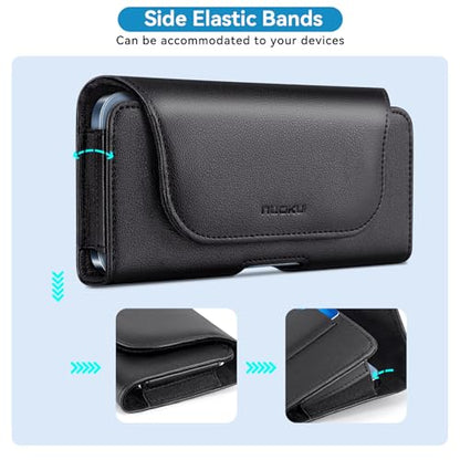 nuoku Cell Phone Holster for iPhone 17/16/15/14/13/12/11 Pro Max Series with Card Solt, Belt Clip Phone Case for Samsung Galaxy Series (Black) - color: Black