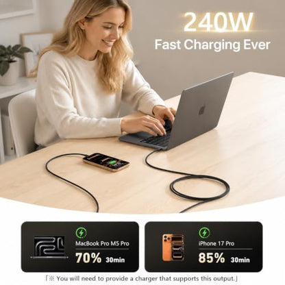 USB C 3.2 Gen 2 Cable 10ft, Long 8K@60Hz Display 20Gbps Data 240W Charge - color: 10FT
