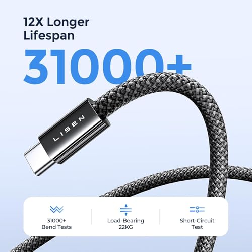 LISEN 240W USB C to USB C Cable, PS/2 Charging Cable (10FT+10FT) - color: Black, size: 10FT+10FT