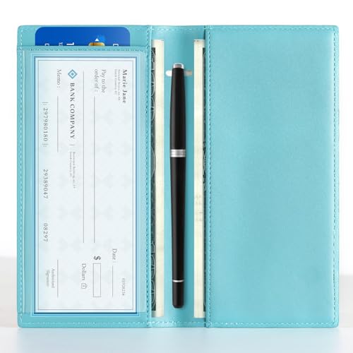CoBak Checkbook Cover for Women & Men - PU Leather Case with RFID Blocking | Classic Design Check Book Holder for Personal and Business - color: Jungle