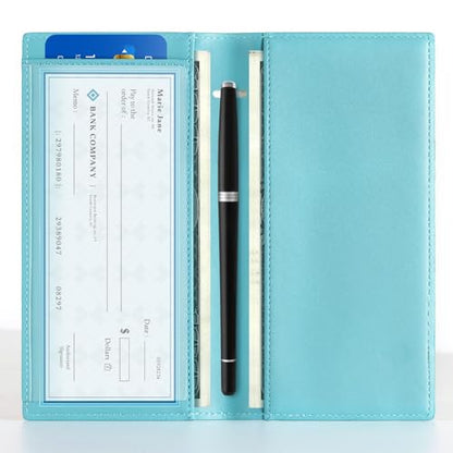 CoBak Checkbook Cover for Women & Men - PU Leather Case with RFID Blocking | Classic Design Check Book Holder for Personal and Business - color: Jungle
