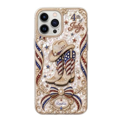 4th of July, Personalized Clear Phone Case, Present for Patriotic Lovers Custom USA Flag Smartphone Cover Unique Summer Accessory Accessories