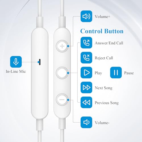 ACANDYA MFi-Certified Lighting Earbuds for iPhone 14 13 12 11 Pro Max White - color: White