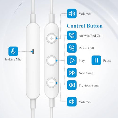 ACANDYA MFi-Certified Lighting Earbuds for iPhone 14 13 12 11 Pro Max White - color: White